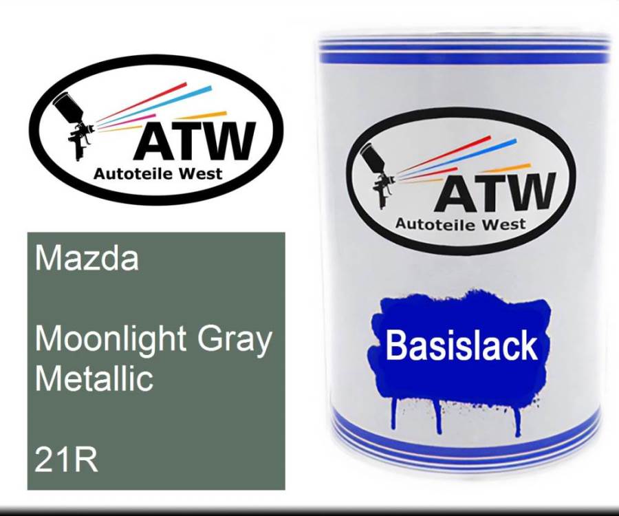 Mazda, Moonlight Gray Metallic, 21R: 500ml Lackdose, von ATW Autoteile West.